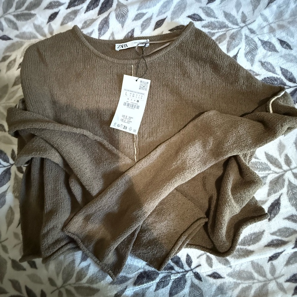 Zara Taupe Knit Pullover